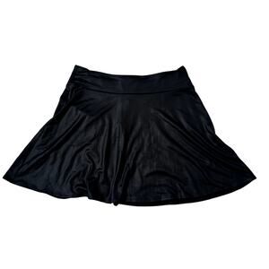 Forever 21 Small Liquid Leather Black Skater Mini Skirt 2014 Tumblr